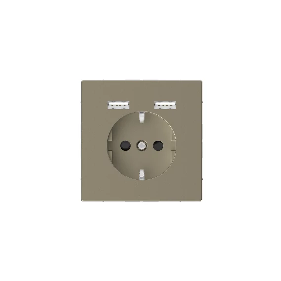 SCHNEIDER ELECTRIC MERTEN 2P+F aljzat, dupla USB töltővel, 16A/2.4A, D-Life, szahara (MTN2366-6033)