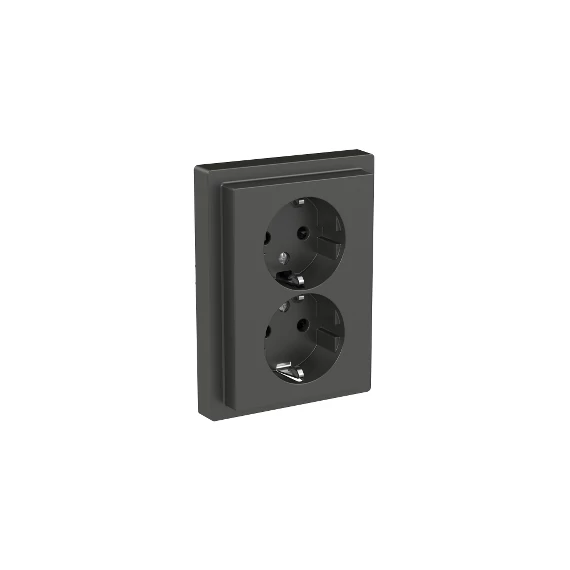 SCHNEIDER ELECTRIC MERTEN 2x2P+F csatlakozóaljzat, biztonsági zsaluval, 16A, D-Life, antracit (MTN2420-6534)