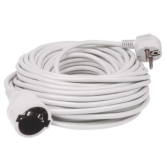 Somogyi Elektronic Home Hosszabító, 5 m, H05VV-F 3G1,5 mm2 kábel, IP20, 250V~/16A/3680W, pipa alakú dugó és egyenes lengő aljzat, fehér (NV 2-5/WH/1,5)