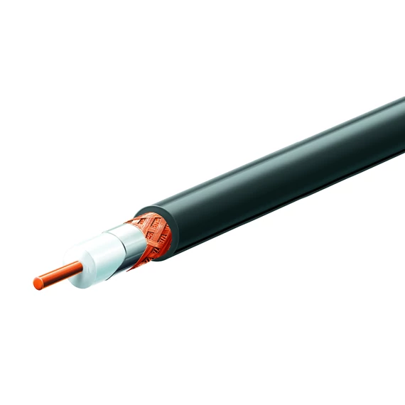 USE Koax kábel, fekete, 75 ohm, Ø6,5 mm, 100 m/tekercs (RG 6-32/BK)