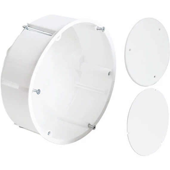 DIETZEL UNIVOLT HWADW 120 HFT RD HFT gipszkarton doboz, átm.120mm, peremes fedéllel, szélálló, fehér (105308)