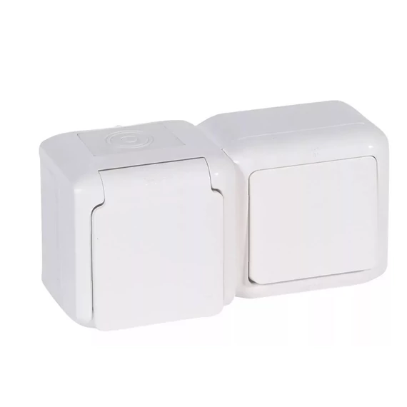 LEGRAND Forix IP44 fk 2P kapcsoló + 2P+F csatlakozóaljzat, csapófedéllel, biztonsági zsaluval, fehér (782372)