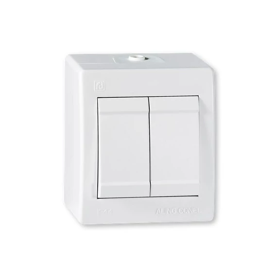 Aling-Conel POWER - 105 kétáramkörös kapcsoló, 10A 250V, IP44, fehér (252.00)