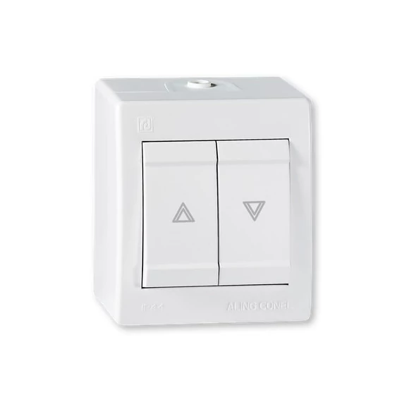 Aling-Conel POWER - 105N redőny (zsalu) nyomógomb, 10A 250V, IP44, fehér (257.00)