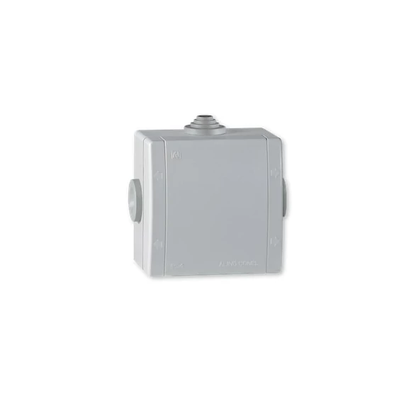Aling-Conel POWER - szerelő doboz, 80x80mm, 3 kábelbevezetési lehetőséggel, IP54, szürke (261.1)