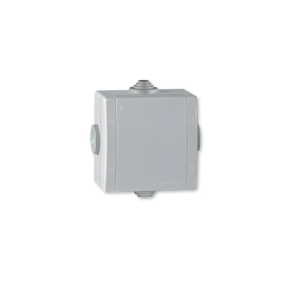 Aling-Conel POWER - szerelő doboz, 80x80mm, 4 kábelbevezetési lehetőséggel, IP54, szürke (262.1)
