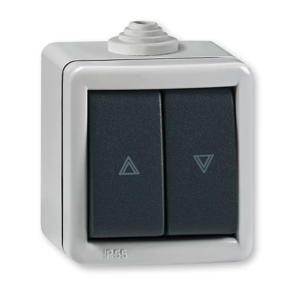 Aling-Conel ARMOR - 105N redőny (zsalu) nyomógomb, 10A 250V, IP55, IK07, FÉM házban, szürke/antracit (287.1A)