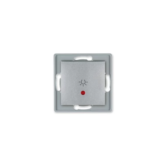 Aling-Conel PRESTIGE - 101N nyomógomb lámpajellel, jelzőfényes, keret nélkül, ezüst (6009I.S)