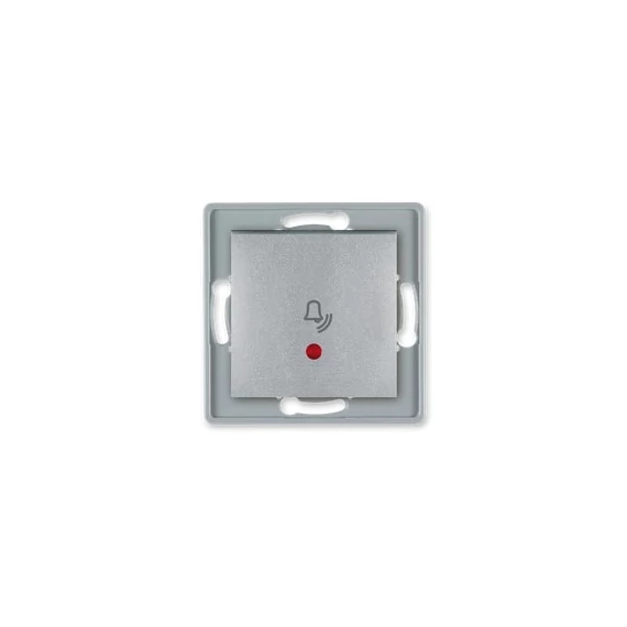 Aling-Conel PRESTIGE - 101N nyomógomb csengőjellel, jelzőfényes, 10A 250V, keret nélkül, ezüst (6010I.S)