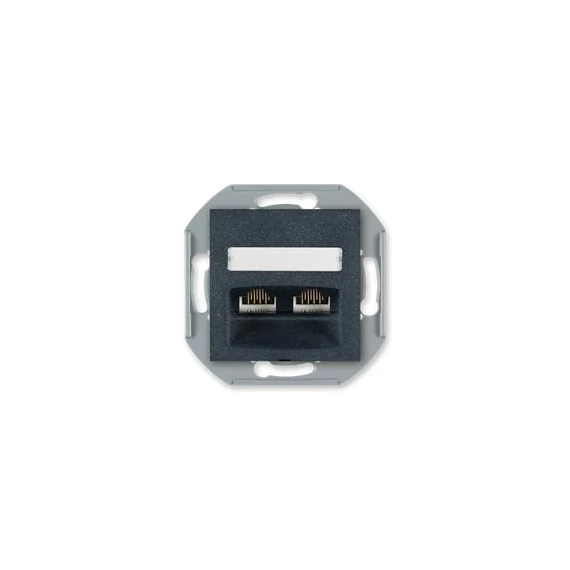Aling-Conel PRESTIGE - 2xRJ45 csatlakozó aljzat Keystone betéttel, Cat5e UTP, keret nélkül, grafit (6014.2)