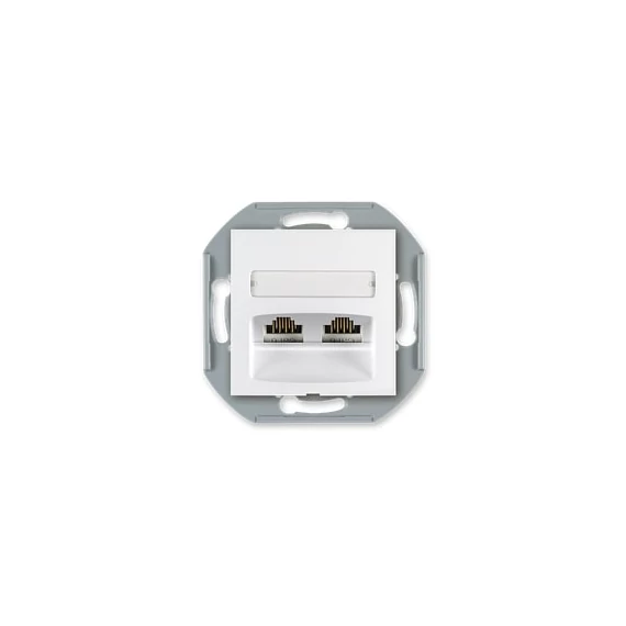 Aling-Conel PRESTIGE - 2xRJ45 csatlakozó aljzat Keystone betéttel, Cat5e FTP (árnyékolt), keret nélkül, fehér (6014S.0)