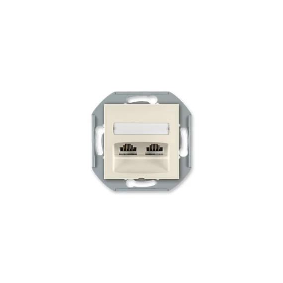 Aling-Conel PRESTIGE - 2xRJ45 csatlakozó aljzat Keystone betéttel, Cat5e FTP (árnyékolt), keret nélkül, krém (6014S.9)