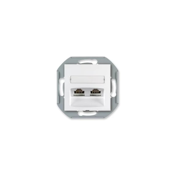 Aling-Conel PRESTIGE - 2xRJ45 csatlakozó aljzat Keystone betéttel, Cat6 UTP, keret nélkül, fehér (6015.0)