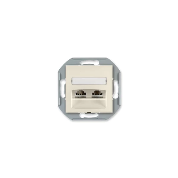 Aling-Conel PRESTIGE - 2xRJ45 csatlakozó aljzat Keystone betéttel, Cat6 UTP, keret nélkül, krém (6015.9)