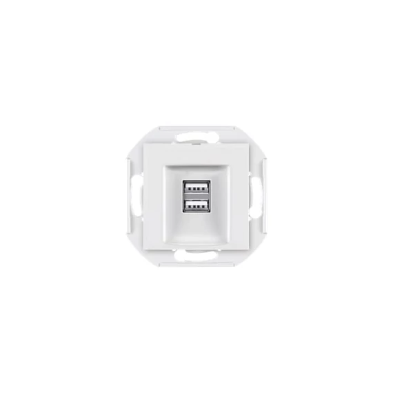 Aling-Conel PRESTIGE - 2xUSB töltő csatlakozó aljzat, 2,1 A 5V=, keret nélkül, fehér (60161.0)