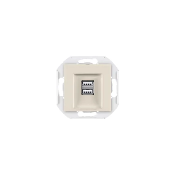 Aling-Conel PRESTIGE - 2xUSB töltő csatlakozó aljzat, 2,1 A 5V=, keret nélkül, krém (60161.9)