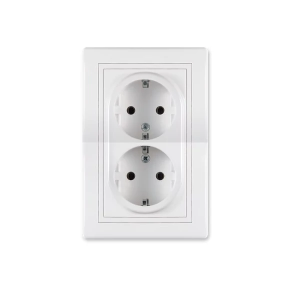 Aling-Conel PRESTIGE - 2x2P+F dupla csatlakozó aljzat, 16A 250V, komplett, fehér (604.00)