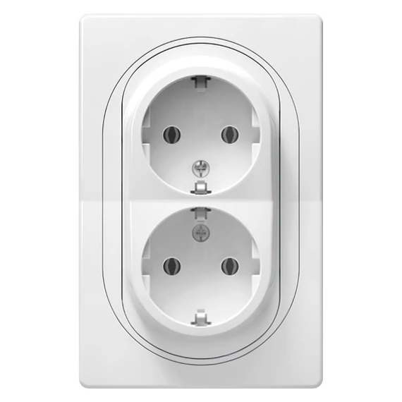 Aling-Conel EON - 2x2P+F csatlakozó aljzat, 16A 250V, komplett, fehér (E604.00)