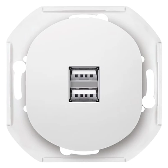 Aling-Conel EON - 2xUSB töltő csatlakozó aljzat, 2,1A 5V=, keret nélkül, fehér (E6161.0)