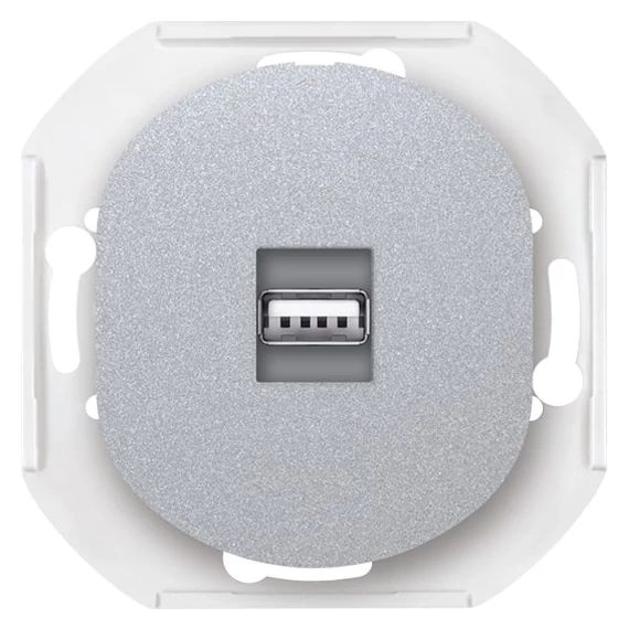 Aling-Conel EON - 1xUSB csatlakozó aljzat, 2.0 szabvány (nem töltő), Keystone, keret nélkül, ezüst (E6162.S)