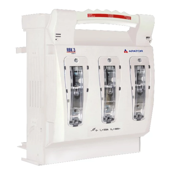 APATOR RBK 3 pro-SD Szakaszoló, késes biztosítós, vízszintes, 3f., 630A, 60mm sínrendszerre, alsó bekötés, "S" csatl. (63-028802-001)