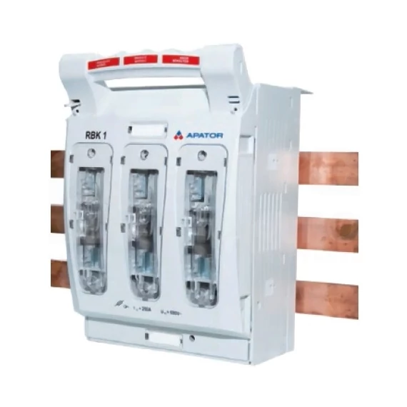 APATOR RBK 1 pro SD 60 Szakaszoló, késes biztosítós, vízszintes, 3f., 250A, 60mm sínrendszerre, alsó bekötés, S/M csatl. (63-811750-021)