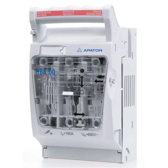 APATOR RBK 000 pro Szakaszoló, késes biztosítós, vízszintes, 3f., 160A, lapra szerelhető, S csatl. (63-823191-011)