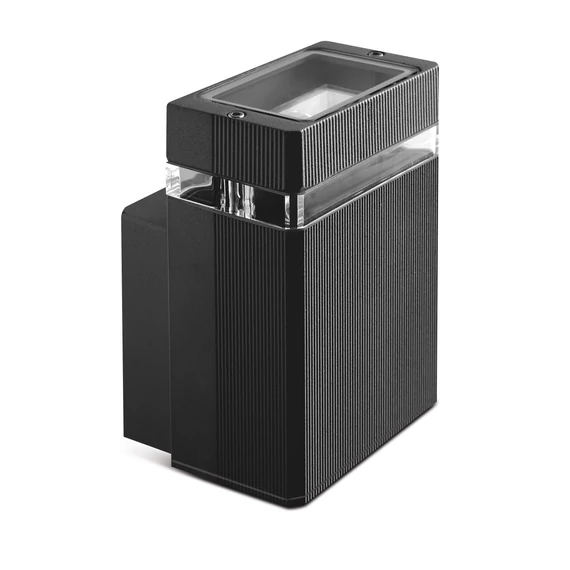 GTV Oldalfali lámpa (egyirányú világítás) NESSA, GU10, 50W, IP54, 220-240V/AC, fekete, hőkezelt üveg (GTV-LD-NESSAGU10J-20)