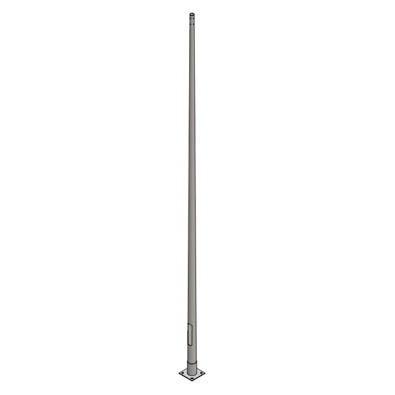 Kúpos, horganyzott acél lámpaoszlop,12 m, talplemezes, egy darabból áll, tűzihorganyzott, alapvasalattal (IS-HO-K-60/120/4)