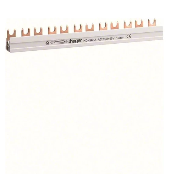 HAGER Fázissín 6db 2P készülék részére, 10mm2, 63A, 12M, 210mm (KDN263A)