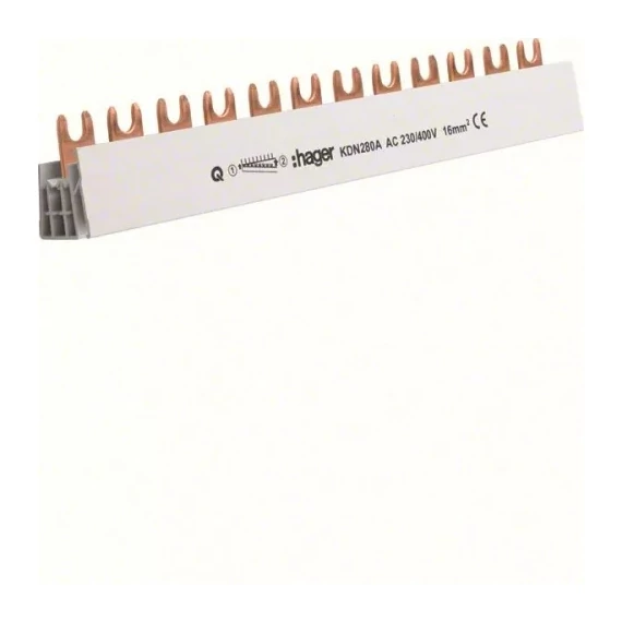 HAGER Fázissín 6db 2P készülék részére, 16mm2, 80A, 12M, 210mm (KDN280A)