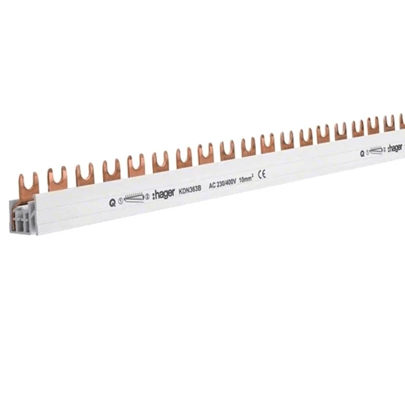HAGER Fázissín 19db 3P készülék részére, 10mm2, 63A, 57M, 1000mm (KDN363B)