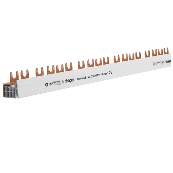 HAGER Fázissín 14db 4P készülék részére, 10mm2, 63A, 57M, 1000mm (KDN463B)