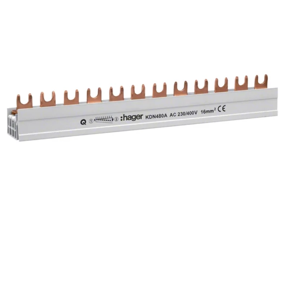 HAGER Fázissín 3db 4P készülék részére, 16mm2, 80A, 12M, 210mm (KDN480A)