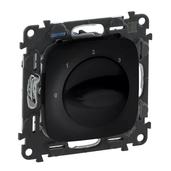 LEGRAND Valena Allure Ventilátor vezérlő (0-1-2-3 állású), burkolattal, Fekete (755178)