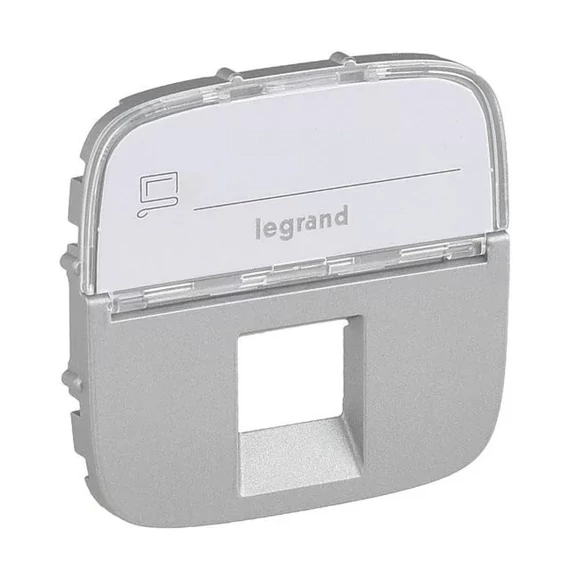 LEGRAND Valena Allure RJ11/RJ45 aljzat burkolat címketartóval, Alumínium (755477)