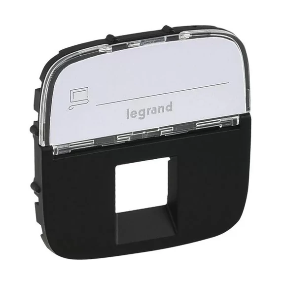 LEGRAND Valena Allure RJ11/RJ45 aljzat burkolat címketartóval, Fekete (755478)