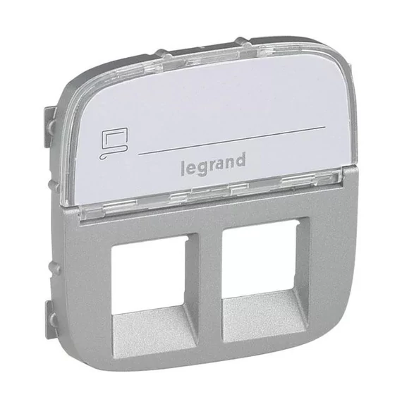 LEGRAND Valena Allure 2xRJ11/RJ45 aljzat burkolat címketartóval, Alumínium (755487)