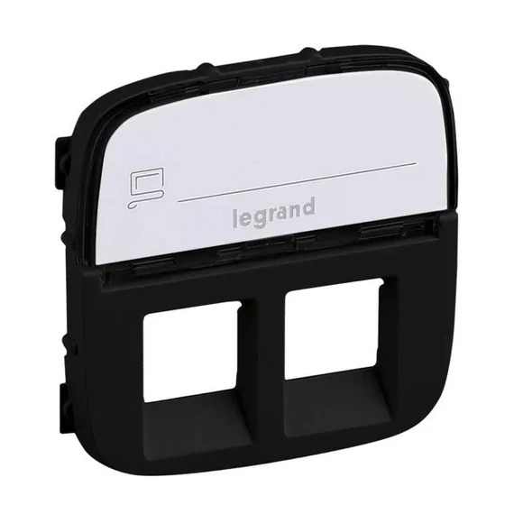 LEGRAND Valena Allure 2xRJ11/RJ45 aljzat burkolat címketartóval, Fekete (755488)