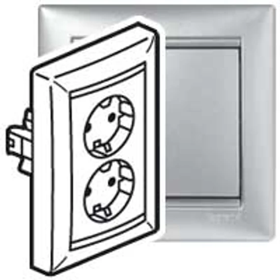 LEGRAND Valena 2x2P+F csatlakozóaljzat alumínium (770100)