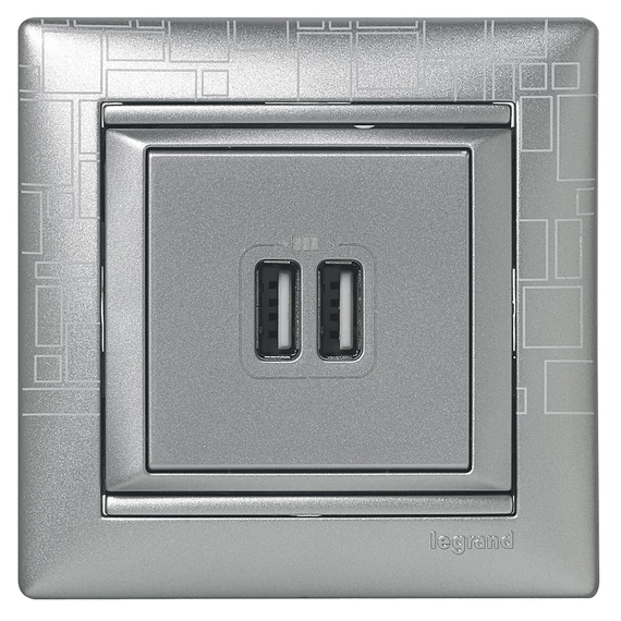 LEGRAND Valena 2xUSB töltő aljzat, 1500 mA, alumínium (770270)