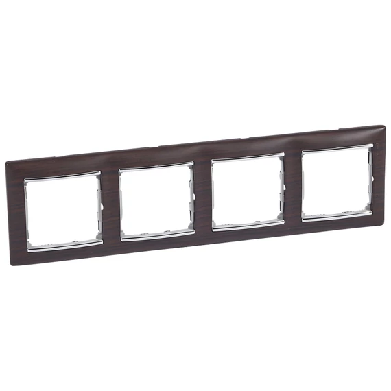 LEGRAND Valena Wenge dekor / Ezüst, 4-es vízszintes keret (770374)