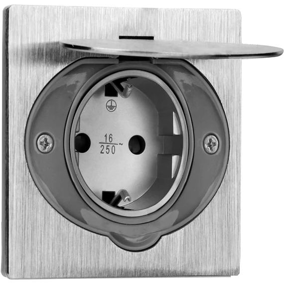 ORNO Padlóba süllyeszthető aljzat, 1-es, 90°-ban felbillenthető tetővel, 3680W, IP44, ezüst (OR-AE-1397(GS))