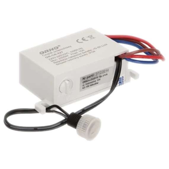 ORNO Alkonyatérzékelő külső érzékelővel 2000W, IP20/IP54, 230V/AC, fehér, LED (OR-CR-227)
