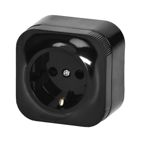 ORNO Falon kívüli dugalj, fekete, 2P+F, 16A, 230V, IP20 (OR-OE-7205(GS)/B)