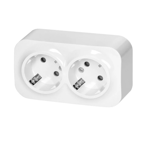 ORNO Falon kívüli dupla dugalj, fehér, 2x(2P+F), 16A, 230V, IP20 (OR-OE-7206(GS)/W)