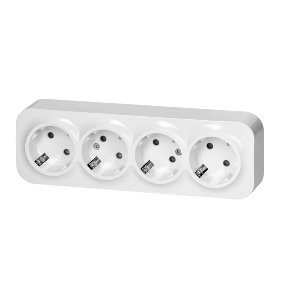 ORNO Falon kívüli négyes dugalj, fehér, 2P+F, 16A, 230V, IP20 (OR-OE-7210(GS)/W)