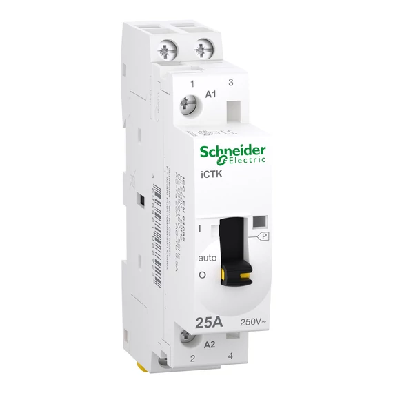 SCHNEIDER ELECTRIC ACTI9 iCTK kontaktor, kézi vezérlésű, 25A, 2NO, 250VAC (A9C41225)