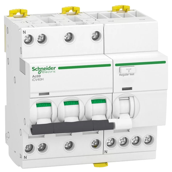SCHNEIDER ELECTRIC ACTI9 iCV40 áramvédős kismegszakító, A osztály, 3P-N, C, 10A, 30mA, 10kA (A9DC4710)