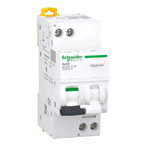 SCHNEIDER ELECTRIC ACTI9 iCV40 Áramvédős kismegszakító, AC osztály, 1P+N, C, 16A, 4.5kA, 30mA (A9DE2616)